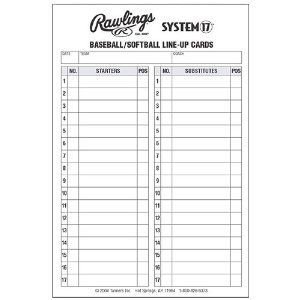 Baseball Line Up Card Line Up Card Baseball Baseball Lineup Cards