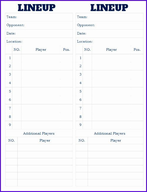 Baseball Lineup Card Template 8 Baseball Lineup Excel Template Exceltemplates
