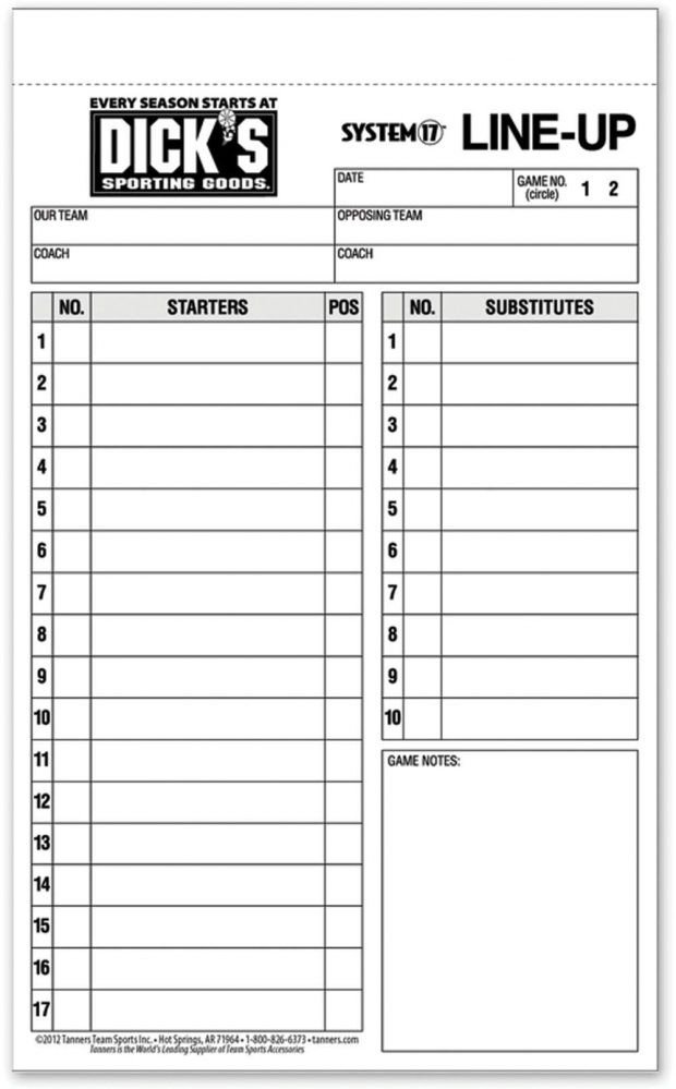 Baseball Lineup Card Template Baseball Lineup Template Printable Baseball Lineup Card