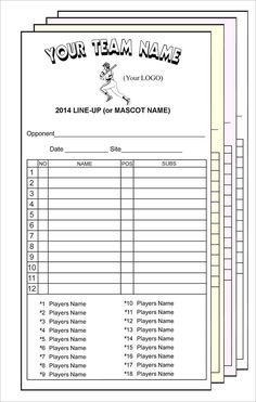 Baseball Lineup Card Template Printable Baseball Lineup Card Free