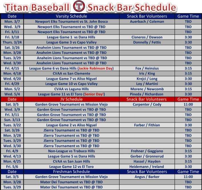 Baseball Snack Schedule Template Download Baseball Snack Schedule Template for Free