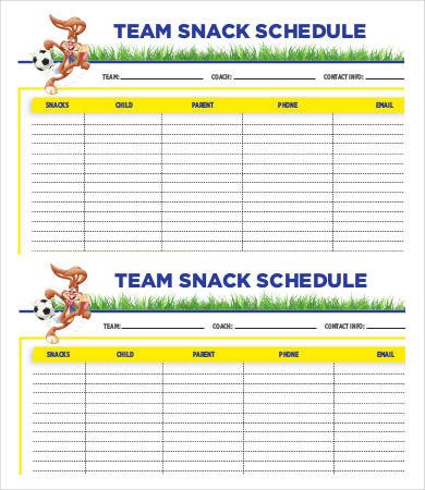 Baseball Snack Schedule Template Team Schedule Template 10 Free Word Excel Pdf format