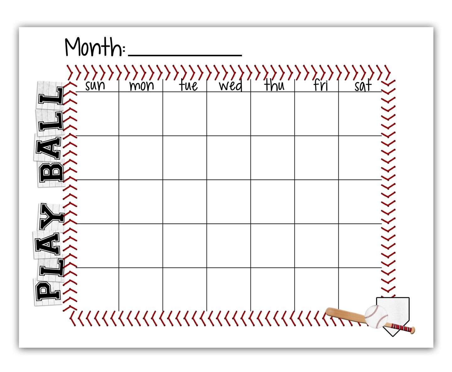 Baseball Snack Schedule Template Tee Ball Baseball Schedule Blank Calendar Free Printable
