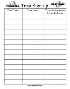 Baseball Snack Schedule Template This Team Snack Schedule Sign Up form is Designed for Kids