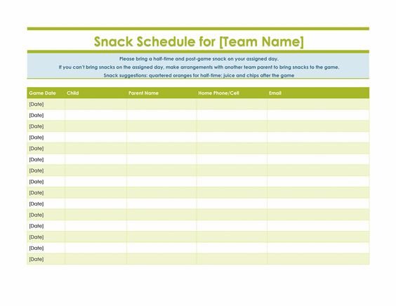 Baseball Snack Schedule Template to Be Important Documents and the O Jays On Pinterest