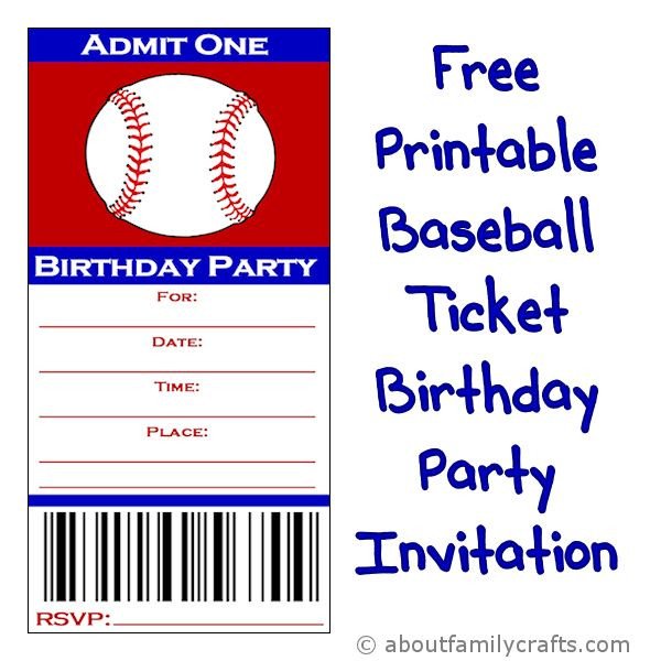 Baseball Ticket Invitation Template Free Baseball Ticket Birthday Party Invitation – About Family