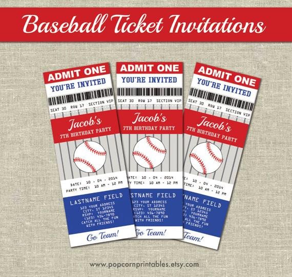 Baseball Ticket Invitation Template Free Baseball Ticket Invitations Printables Editable Text Pdf