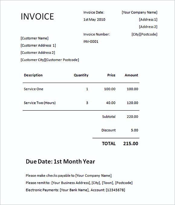 Basic Invoice Template Word Simple Invoice Template Word