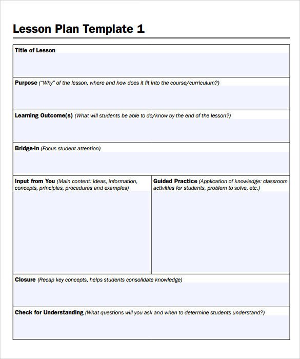 Basic Lesson Plan Template Sample Simple Lesson Plan Template 11 Download Documents