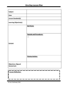 Basic Lesson Plan Template Simple E Day Lesson Plan Template by Kevin Wahlmark