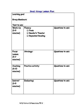 Basic Lesson Plan Template Small Group Lesson Plan Template and Guide for Reading