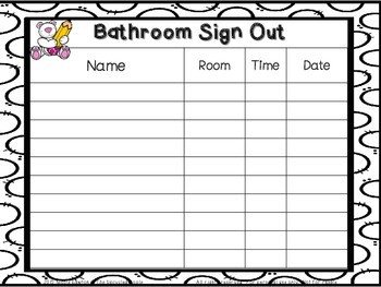 Bathroom Sign Out Sheet Bathroom Sign Out Sheet by theupcycledapple