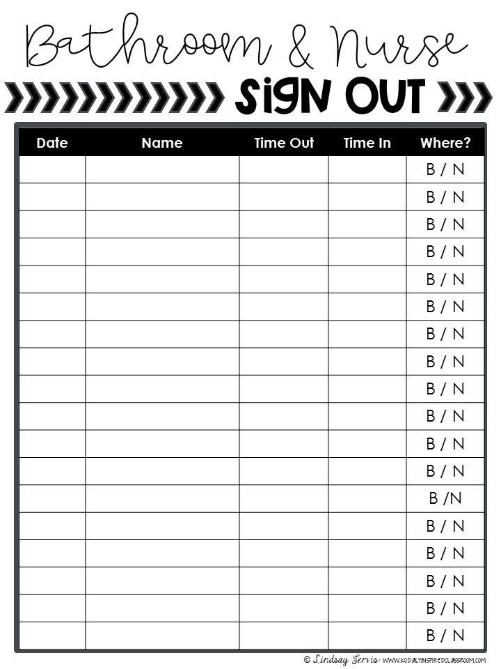 Bathroom Sign Out Sheet Best 25 Bathroom Sign Out Ideas On Pinterest