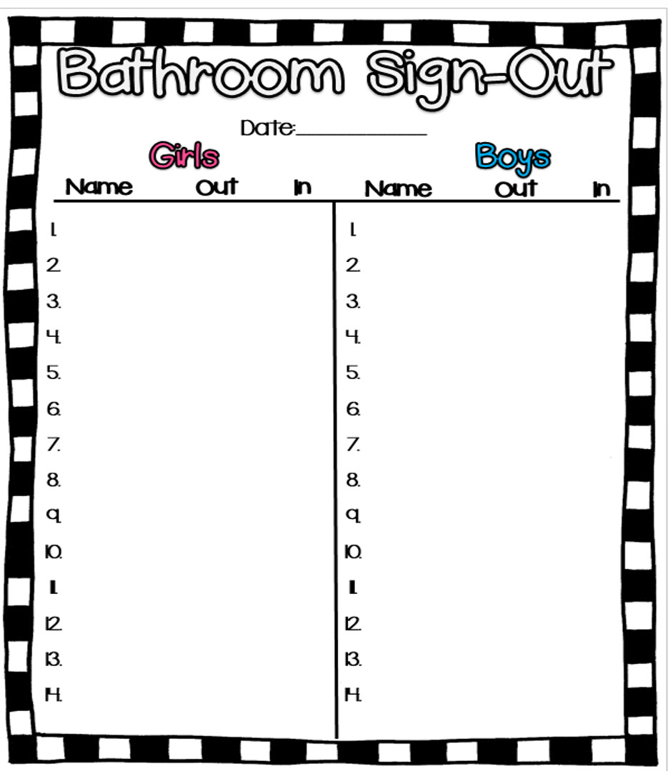 Bathroom Sign Out Sheet Snazzy In Second Back2school Link Up Procedures &amp; Policies