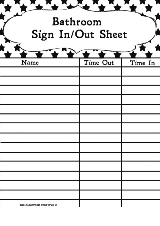 Bathroom Sign Out Sheet top 5 Bathroom Sign Out Sheets Free to In Pdf format