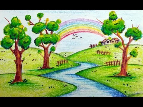 Beautiful Drawings Of Nature How to Draw Very Easy Beautiful Scenery with Rainbow for