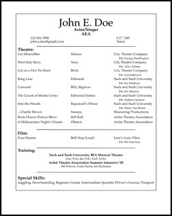 Beginner Actor Resume Template Free Acting Resume Samples and Examples