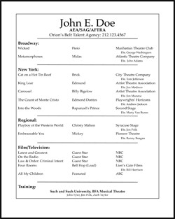 Beginner Actor Resume Template Free Acting Resume Samples and Examples