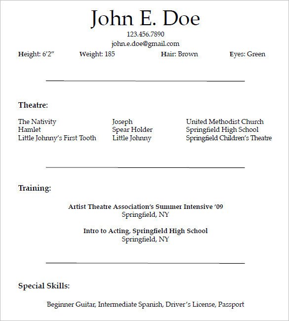 Beginner Actor Resume Template How to Create A Good Acting Resume Template