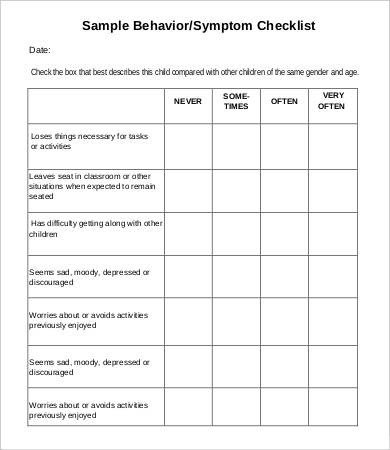 Behavior Checklist for Students 11 Child Behavior Checklist Template Free Pdf Documents