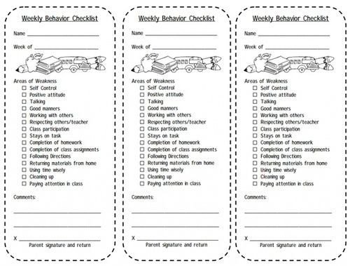 Behavior Checklist for Students Print This Weekly Behavior Checklist for Students Balance