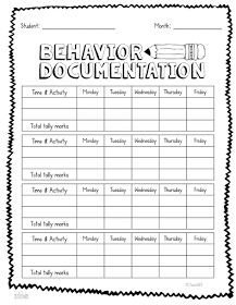 Behavior Tally Sheet Template Behavior Management Documenting Tips School