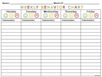 Behavior Tally Sheet Template Weekly Behavior Charts and Tally Sheets for Children