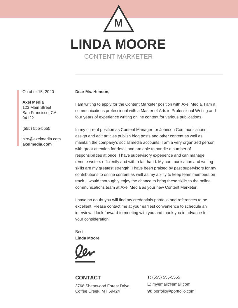 Best Cover Letter Template 20 Cover Letter Templates You Can Customize [ Tips
