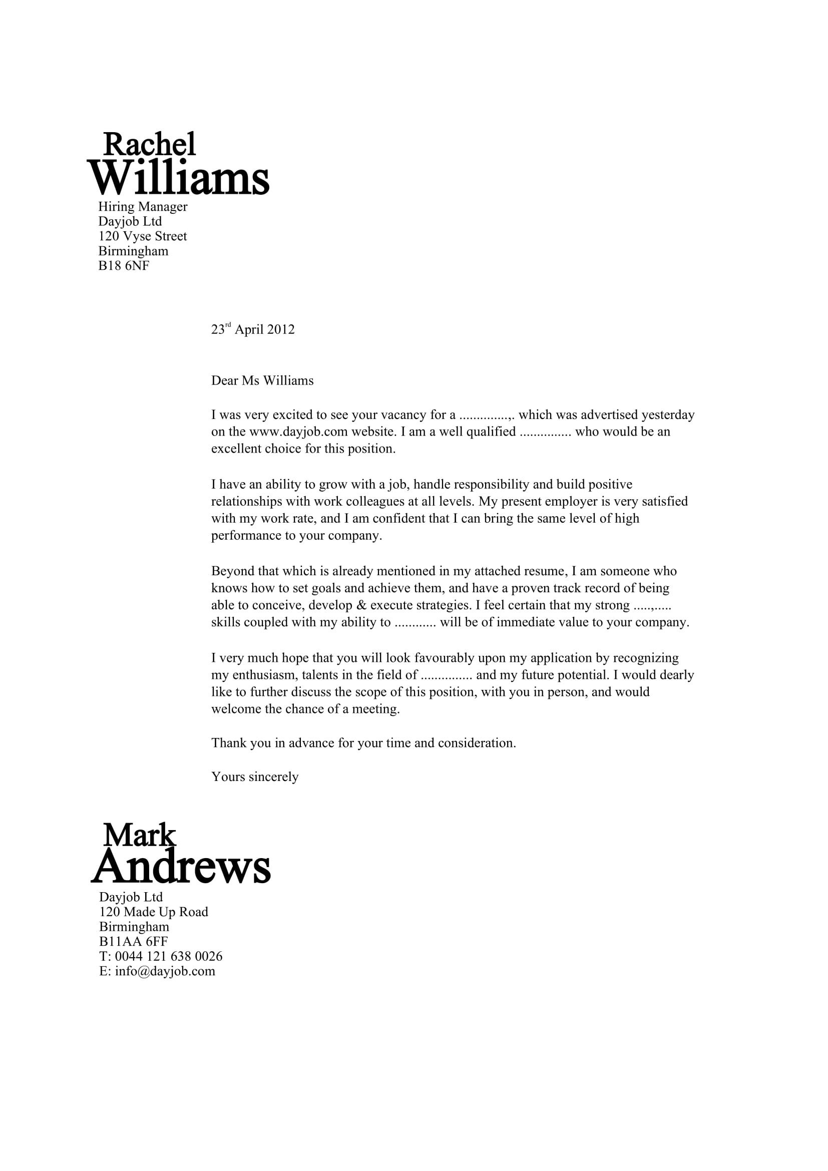 Best Cover Letter Template 32 Best Sample Cover Letter Examples for Job Applicants