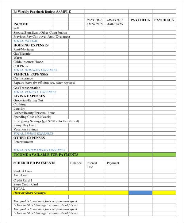 Bi Weekly Budget Biweekly Bud Template 8 Free Word Pdf Documents