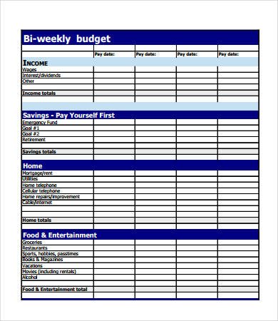 Bi Weekly Budget Bud forms 9 Free Pdf Documents Download