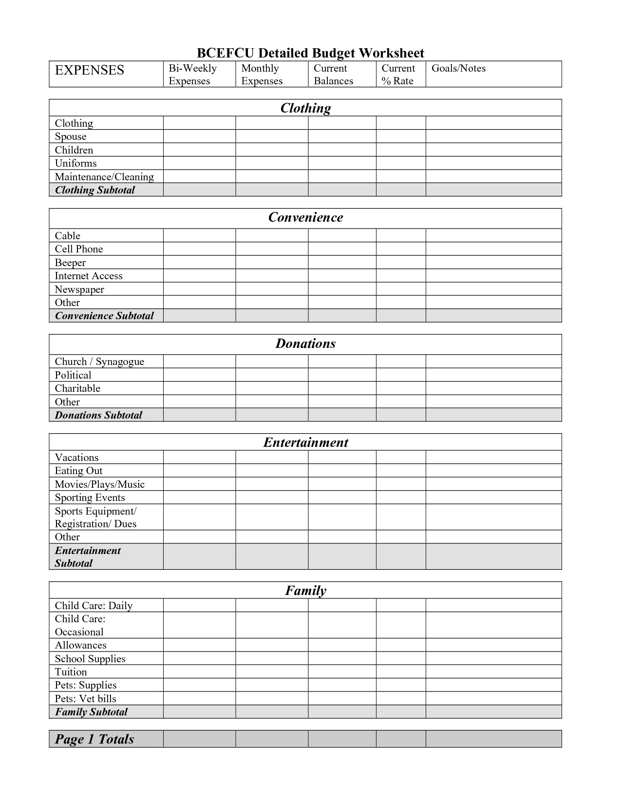 Bi Weekly Budget Free Printable Monthly Bud Worksheet