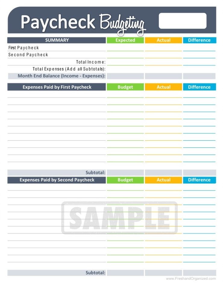 Bi Weekly Budget Paycheck Bud Ing Worksheet Editable Personal Finance