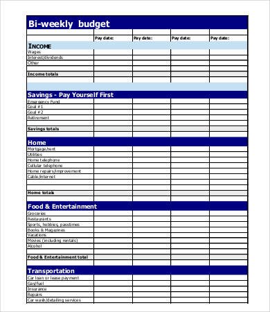 Bi Weekly Budget Printable Bud Template 11 Free Pdf Documents