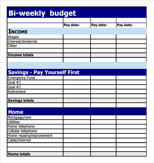 Bi Weekly Budget Sample Bud 8 Documents In Pdf Excel