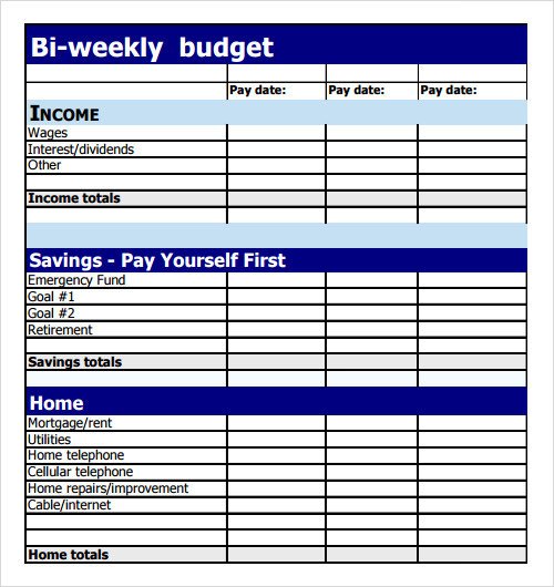 Bi Weekly Budget Sample Bud 8 Documents In Pdf Excel