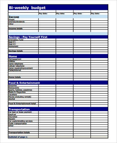 Bi Weekly Budget Worksheet Sample Bud Worksheet In Pdf 10 Examples In Pdf