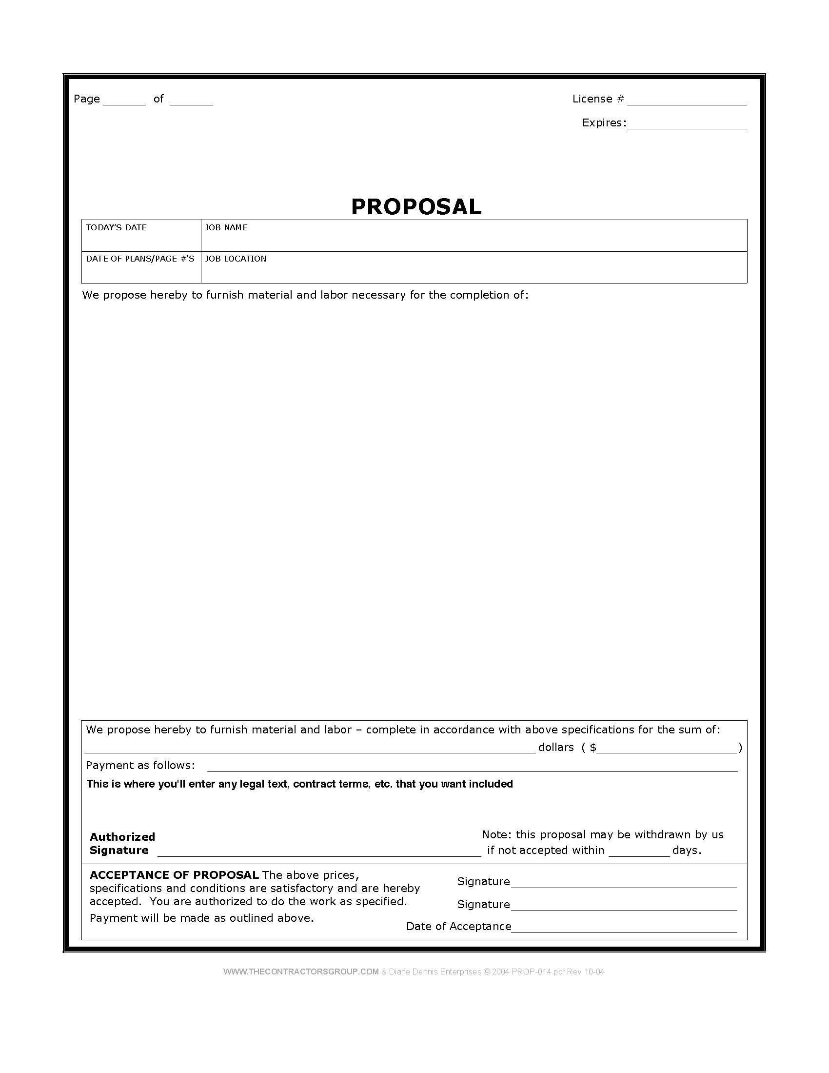 Bid Proposal Template Pdf Free Construction Bid Proposal form Template