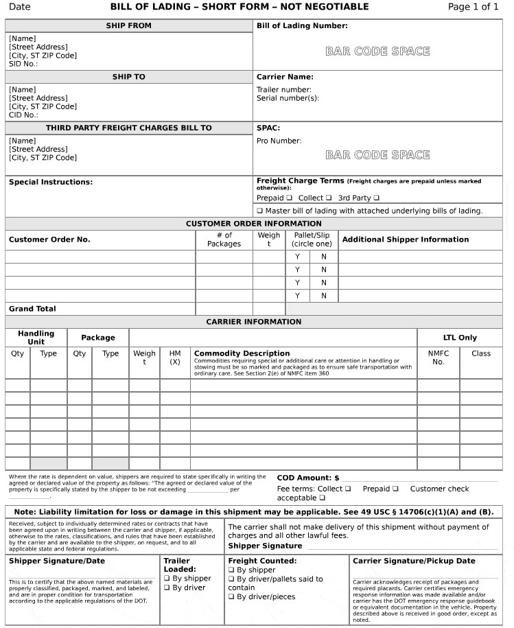 Bill Of Lading Template Excel 13 Bill Of Lading Templates Excel Pdf formats