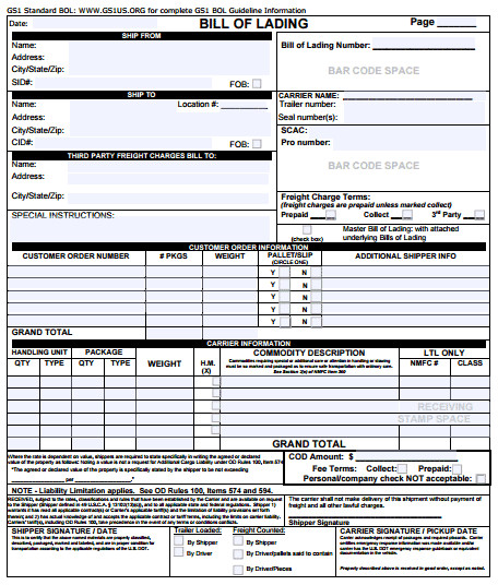 Bill Of Lading Template Excel 21 Free Bill Of Lading Template Word Excel formats