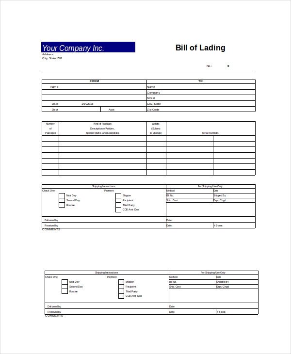Bill Of Lading Template Excel Excel Bill Template 14 Free Excel Documents Download