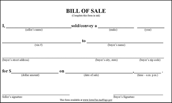 Bill Of Sale form Template Bill Of Sale form Template