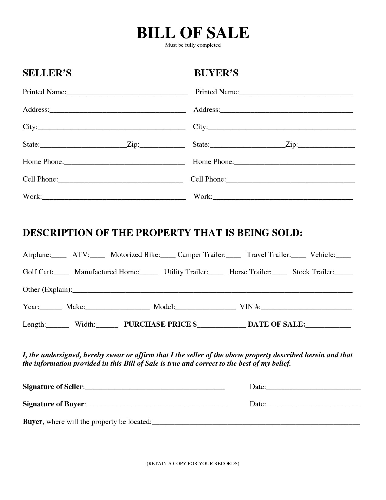 Bill Of Sale Images Download Bill Sale forms – Pdf Templates