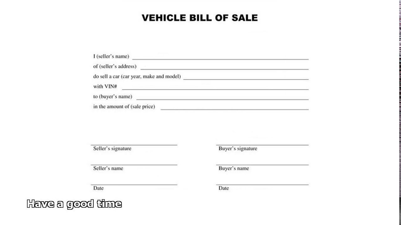 Bill Of Sale Vehicle Template Bill Of Sale Car