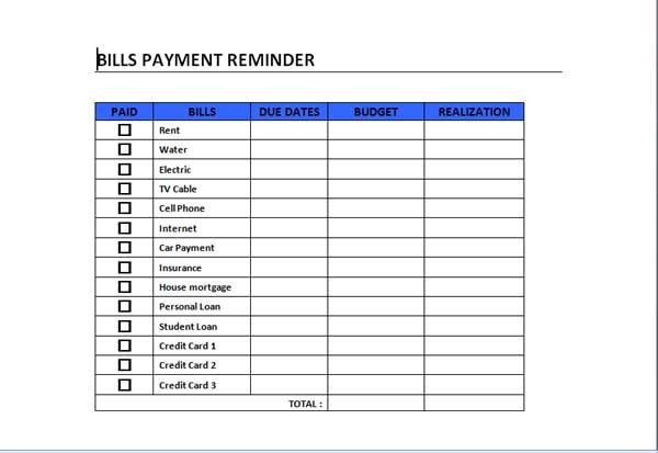 Bill Pay Calendar Template Bills Payment Schedule Template Can Act as A Guide In