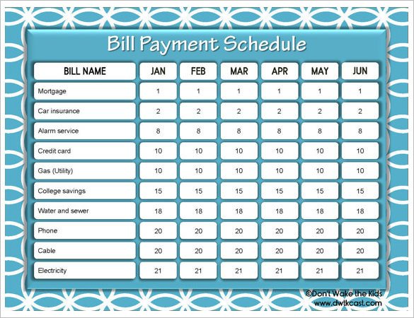 Bill Pay Schedule Template 15 Payment Schedule Template Psd Pdf Word