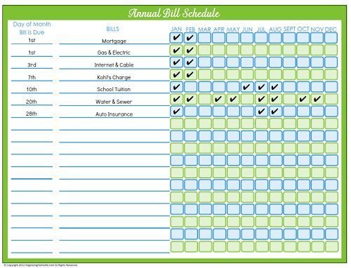 Bill Pay Schedule Template Editable Bill Payment Schedule Free Printables