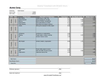Billable Hours Template Excel Free Weekly Projects Billable Hours Printable Time Sheet