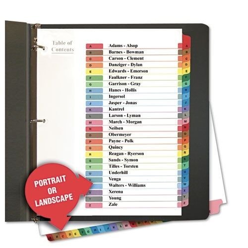 Binder Divider Tabs Template Table Of Contents Notebook Ring Binder A Z Dividers