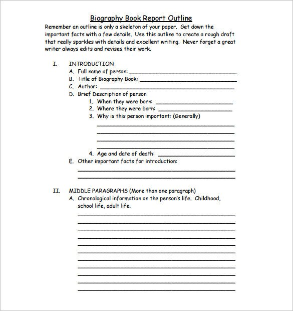 Biography Book Report Template 9 Biography Outline Templates Pdf Doc